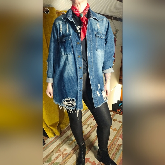 Distressed Denim Jacket - Picture 5 of 13
